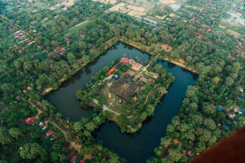 Angkor Stunning Hot Air Balloon - The temples below: Bakong, Preah Ko, and Lolei