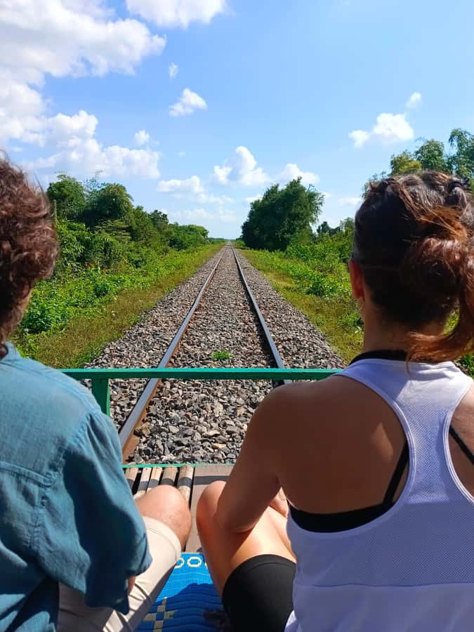 Battambang family tuktuk tour BambooTrain/Wat Banan/Bat cave - Climbing to five-tower Wat Banan