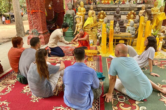 Buddhist Monastery with Monks Water Blessing - What happens when you reach the Siem Reap pagoda