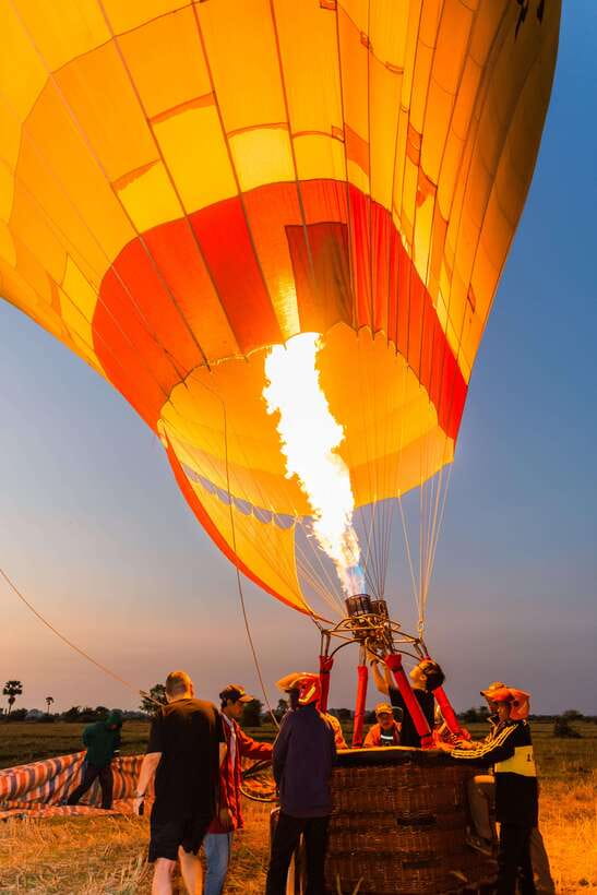 From Krong Siem Reap: Angkor Hot Air Balloon Ride w/ Pickup - A 30 to 35-minute flight, plus ground time