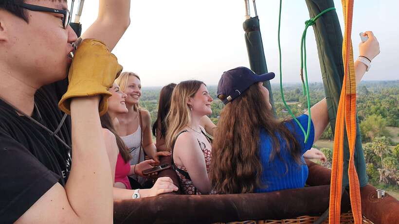 From Krong Siem Reap: Angkor Hot Air Balloon Ride w/ Pickup - Pickup, vehicle, and group size