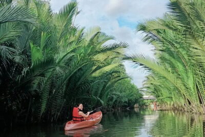 Guided Kayak trip around Green Cathedral outside Kampot, Sunset