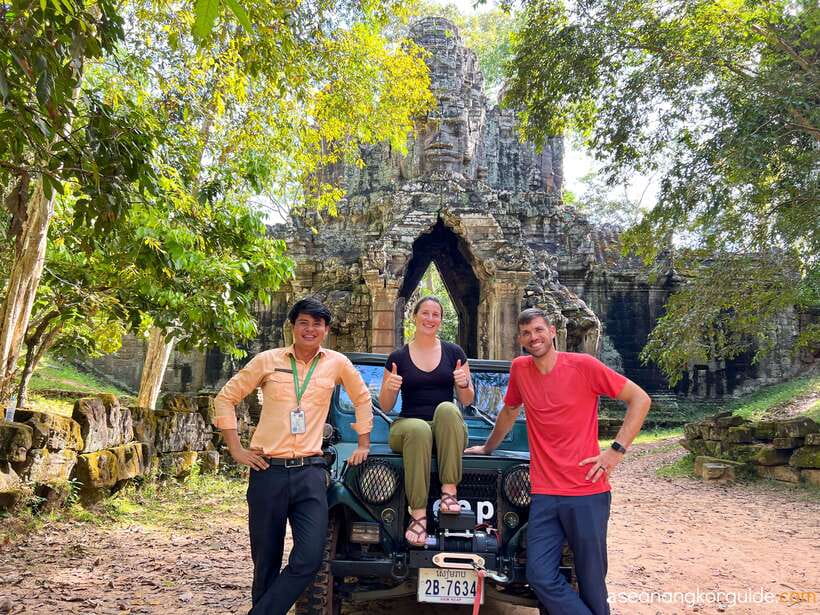 Siem Reap: Angkor Wat Sunrise and Market Tour by Jeep - Bayon’s many stone faces