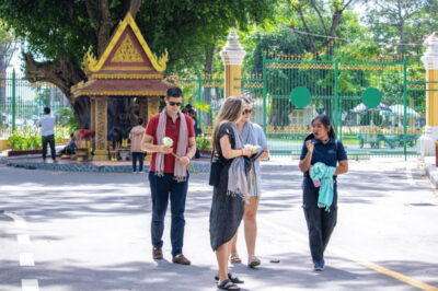 Khmer Water Blessing by Monk and Lotus Farm Visit